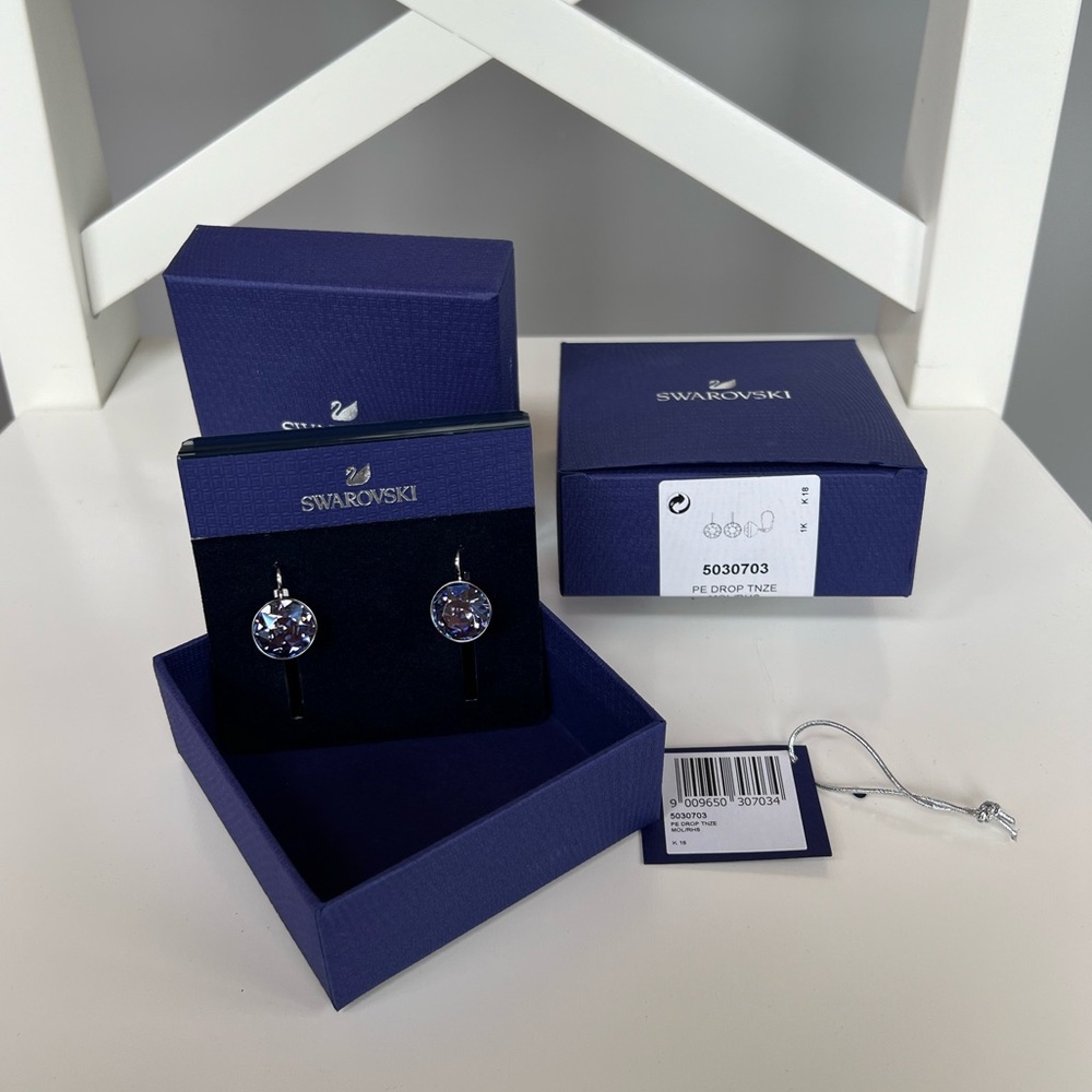 Swarovski Original Bella Earrings Tanzanite Brand New